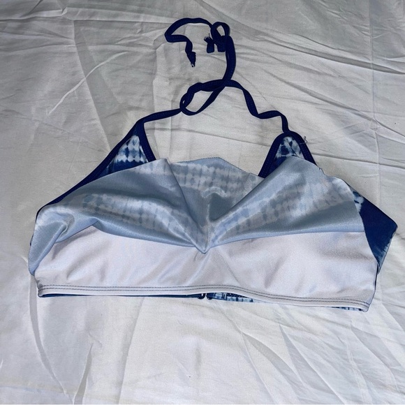 Bobbie Brooks Tie Dye Stripe Flounce Front Halter Tie Swim Top Women’s Medium - Picture 3 of 10